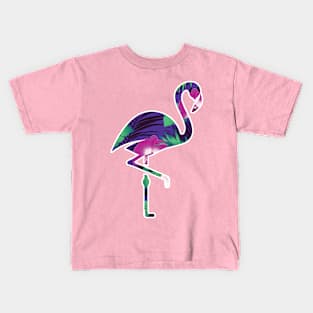 Tropical Flamingo Floral Purple Kids T-Shirt